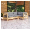 Image de Bois de Pin Massif Salon de Jardin 4 pcs avec Coussins Mobilier de Patio Meubles d'Extérieur Mobilier de Jardin 3096369