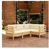 Image de Bois de Pin Massif Salon de Jardin 4 pcs avec Coussins Mobilier de Patio Meubles d'Extérieur Mobilier de Jardin 3096370