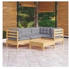 Image de Bois de Pin Massif Salon de Jardin 5 pcs avec Coussins Mobilier de Patio Meubles d'Extérieur Mobilier de Jardin 3096375