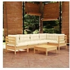 Image de Salon de jardin modulable bois beige 5 pieces x 63.5 x 62.5 6 personnes