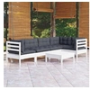 Image de Bois de Pin Massif Salon de Jardin 6 pcs avec Coussins Mobilier de Patio Meubles d'Extérieur Mobilier de Jardin 3096389