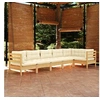 Image de Salon de jardin modulable beige 6 pieces bois 63.5 x 60 x 62.5 cm 6 personnes