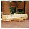 Image de Bois de Pin Massif Salon de Jardin 7 pcs avec Coussins Mobilier de Patio Meubles d'Extérieur Mobilier de Jardin 3096400
