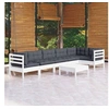 Image de Bois de Pin Massif Salon de Jardin 7 pcs avec Coussins Mobilier de Patio Meubles d'Extérieur Mobilier de Jardin 3096401