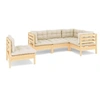 Image de Salon de jardin modulable bois beige 5 pieces 63.5 x 60 x 62.5 5 personnes