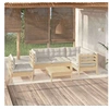 Image de Salon de jardin modulable 6 pieces beige 6 personnes 63.5 x 63.5 x 28.5 bois