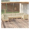 Image de Bois de Pin Massif Salon de Jardin 7 pcs avec Coussins Mobilier de Patio Meubles d'Extérieur Mobilier de Jardin 3096430