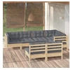 Image de Salon de jardin 7 pcs avec coussins gris bois de pin massif 3096441