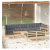 Image de Salon de jardin 10 pcs avec coussins gris bois de pin massif 3096483