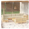 Image de Salon de jardin bois massif beige 10 pieces x 63.5 x 62.5 10 personnes