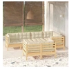 Image de Bois de Pin Massif Salon de Jardin 7 pcs avec Coussins Mobilier de Patio Meubles d'Extérieur Mobilier de Jardin 3096490