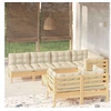Image de 8 pieces salon de jardin 8 personnes beige 63.5 x 63.5 x 28.5 bois