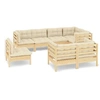 Image de Salon de jardin bois massif beige 8 pieces x 63.5 x 62.5 8 personnes