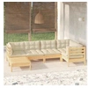 Image de Bois de Pin Massif Salon de Jardin 6 pcs avec Coussins Mobilier de Patio Meubles d'Extérieur Mobilier de Jardin 3096538
