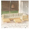 Image de Bois de Pin Massif Salon de Jardin 7 pcs avec Coussins Mobilier de Patio Meubles d'Extérieur Mobilier de Jardin 3096544