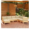 Image de Bois de Pin Massif Salon de Jardin 7 pcs avec Coussins Mobilier de Patio Meubles d'Extérieur Mobilier de Jardin 3096562