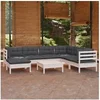 Image de Salon de jardin modulable gris bois massif 8 pieces x 63.5 x 28.5 cm 8 personnes