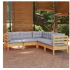Image de Bois de Pin Massif Salon de Jardin 5 pcs avec Coussins Mobilier de Patio Meubles d'Extérieur Mobilier de Jardin 3096670
