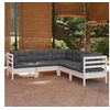 Image de Salon de jardin modulable 5 pieces bois gris 63.5 x 60 x 62.5 cm 5 personnes