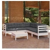 Image de Bois de Pin Massif Salon de Jardin 6 pcs avec Coussins Mobilier de Patio Meubles d'Extérieur Mobilier de Jardin 3096678