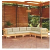 Image de Salon de jardin bois beige 6 pieces x 63.5 x 62.5 6 personnes