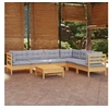 Image de Bois de Pin Massif Salon de Jardin 7 pcs avec Coussins Mobilier de Patio Meubles d'Extérieur Mobilier de Jardin 3096688