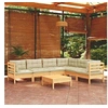 Image de Salon de jardin modulable beige bois 7 pieces x 63.5 x 28.5 cm 7 personnes