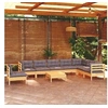 Image de Salon de jardin gris bois massif 9 personnes x 63.5 x 28.5 cm 9 pieces