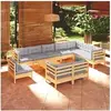 Image de Bois de Pin Massif Salon de Jardin 11 pcs avec Coussins Mobilier de Patio Meubles d'Extérieur Mobilier de Jardin 3096784