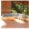 Image de Salon de jardin bois gris 8 pieces 63.5 x 63.5 x 28.5 8 personnes