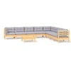 Image de Bois massif salon de jardin modulable 9 pieces 9 personnes x 63.5 x 62.5 gris
