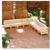 Image de Salon de jardin modulable 9 pieces bois massif 9 personnes 63.5 x 60 x 62.5 cm beige