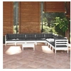 Image de Salon de jardin bois massif 10 pieces gris x 63.5 x 28.5 cm 10 personnes
