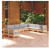 Image de Salon de jardin 10 pcs avec coussins gris bois de pin solide 3096838