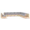 Image de Salon de jardin modulable 11 pieces 11 personnes gris 60 x 63.5 x 62.5 bois