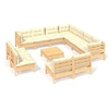 Image de Salon de jardin modulable beige bois 12 personnes 63.5 x 63.5 x 28.5 12 pieces