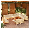 Image de Bois de Pin Massif Salon de Jardin 13 pcs avec Coussins Mobilier de Patio Meubles d'Extérieur Mobilier de Jardin 3096881