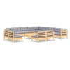 Image de Salon de jardin modulable Bois gris 14 pieces 63.5 x 63.5 x 62.5 13 personnes