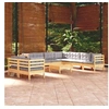 Image de Bois de Pin Massif Salon de Jardin 10 pcs avec Coussins Mobilier de Patio Meubles d'Extérieur Mobilier de Jardin 3096904