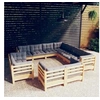 Image de Salon de jardin 11 pcs avec coussins gris bois de pin solide 3096934