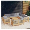 Image de Bois de Pin Massif Salon de Jardin 12 pcs avec Coussins Mobilier de Patio Meubles d'Extérieur Mobilier de Jardin 3096940