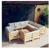 Image de Salon de jardin modulable bois massif beige 12 pieces x 63.5 x 62.5 12 personnes