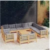 Image de Bois de Pin Massif Salon de Jardin 13 pcs avec Coussins Mobilier de Patio Meubles d'Extérieur Mobilier de Jardin 3096952