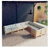 Image de Bois de Pin Massif Salon de Jardin 9 pcs avec Coussins Mobilier de Patio Meubles d'Extérieur Mobilier de Jardin 3096983