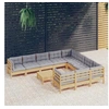 Image de Bois de Pin Massif Salon de Jardin 11 pcs avec Coussins Mobilier de Patio Meubles d'Extérieur Mobilier de Jardin 3097000