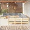 Image de Bois de Pin Massif Salon de Jardin 13 pcs avec Coussins Mobilier de Patio Meubles d'Extérieur Mobilier de Jardin 3097072