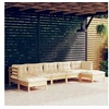 Image de Bois de Pin Massif Salon de Jardin 7 pcs avec Coussins Mobilier de Patio Meubles d'Extérieur Mobilier de Jardin 3097091