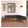 Image de Salon de Jardin 9 pcs avec Coussins Mobilier de Jardin Meubles de Terrasse Mobilier de Patio Meubles d'Extérieur Gris 3057960