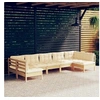 Image de Bois de Pin Massif Salon de Jardin 7 pcs avec Coussins Mobilier de Patio Meubles d'Extérieur Mobilier de Jardin 3097163