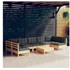 Image de Salon de jardin 8 pcs avec coussins, gris Bois de pin massif